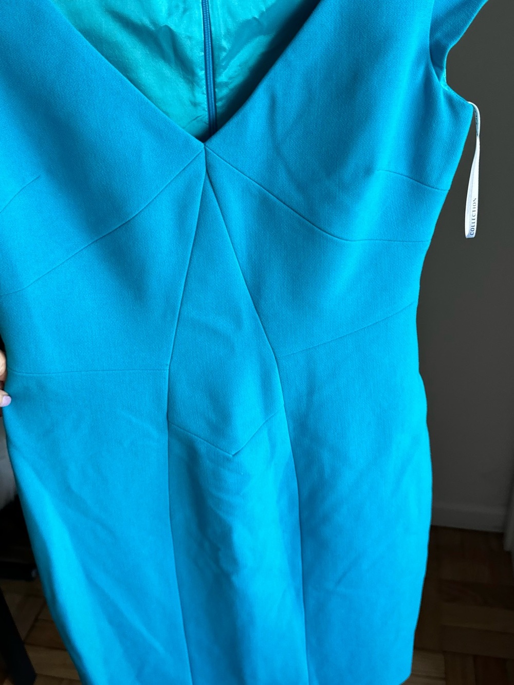 Versace Collection Turquoise V-Neck Sheath Dress